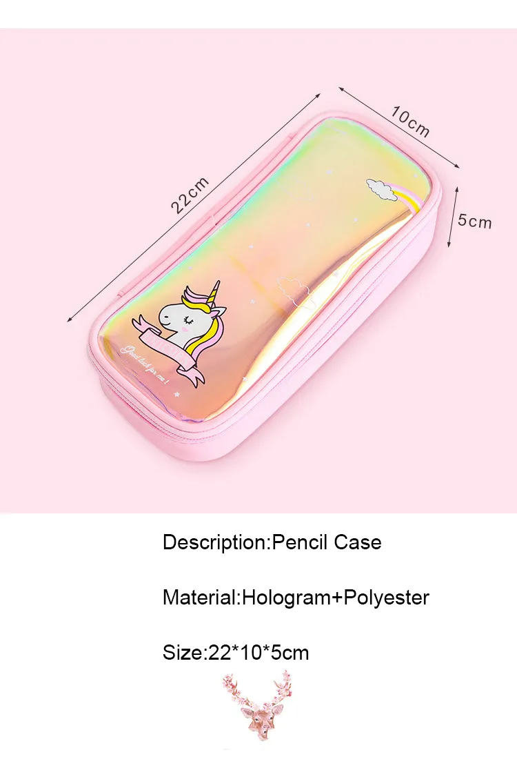 Hologram Colorful Transparent Pen Bag Zipper Cosmetic Makeup Pouch Bright Laser Clear Pencil Case