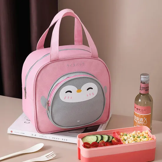 Oxford Cloth Cartoon Animal Lunch Cooler Bag Customizable Waterproof Insulation Lovely Little Penguin Bento Bag