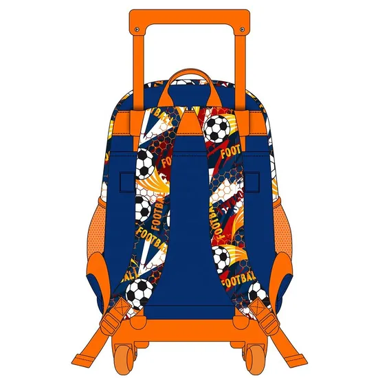 Custom 3 Pieces Sets Football Pattern Kids Boys School Trolley Bag Backpack with Wheels