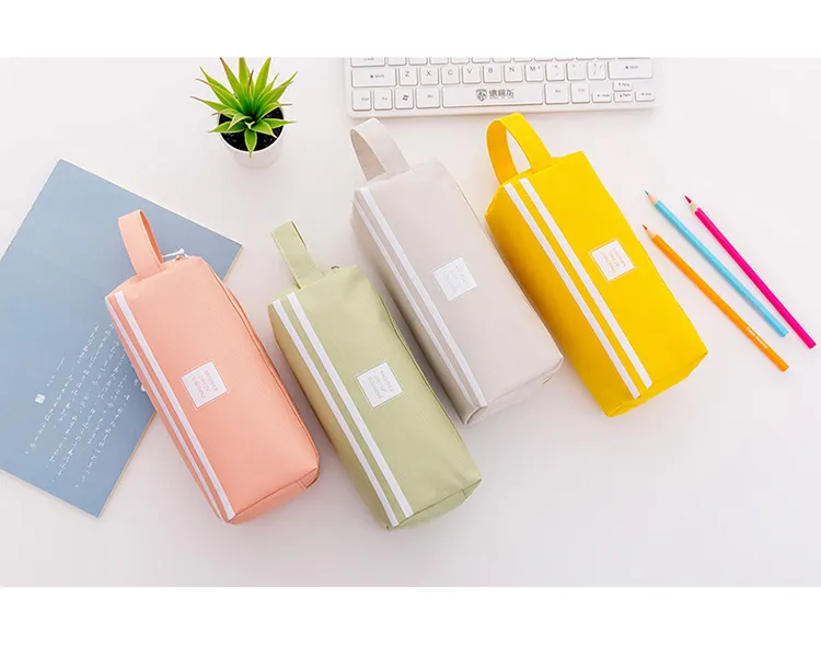 Large Capacity Pen Case Double Zippers Pen Bag Office Stationery Bag Pencil Case with Compartments