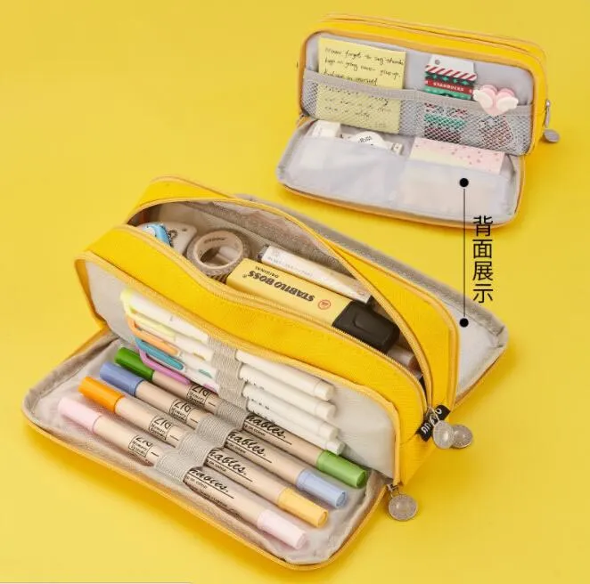 Large Capacity Pencil Pen Case Big Capacity Storage Bag Pouch Box Stationery Organizer with Zippers for Office and School