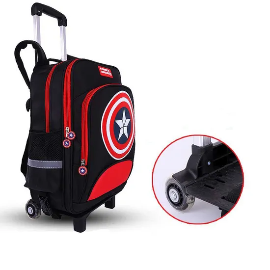 Captain America Detachable Carry-on Luggage Kids School Trolley Bags