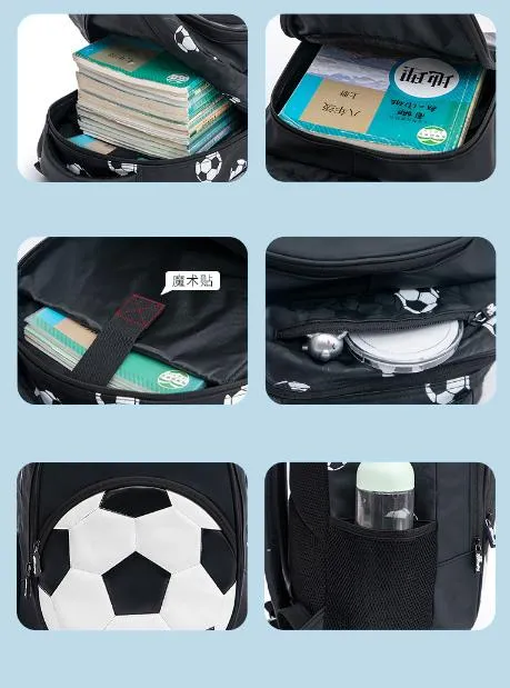 Boys Football Printed Backpack Student Soccer Schoolbag Large Capacity Fashion Polyester Backpack for Boys