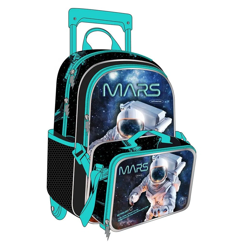 Good Price Kids Trolley Backpack 3 Pieces Set with Wheel Trolley School Bag