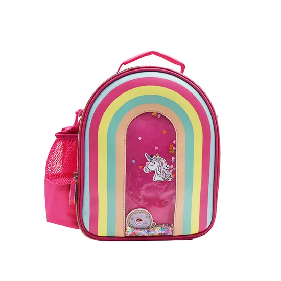 Rainbow Unicorn Pink Girls Kids Lunch Box Bag, Lunch Bag Cooler Kids/School Lunch Bags, Insulated Lunch Bag Thermal