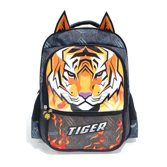 High Quality Leather Animal School Bag Custom Printing 3D Panther Cartoon School Bag for Boys