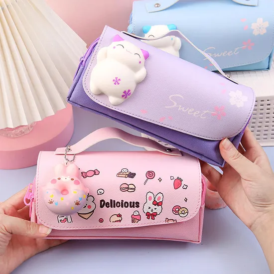 Large-Capacity Student Cute Decompression Stationery Bag Cartoon Creative Multi-Functional Stationery Box Pencil Bag