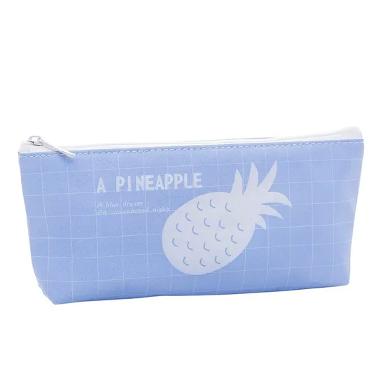 Large Capacity Stationery Storage Bag Cute Fruit Printed Leather Pencil Case