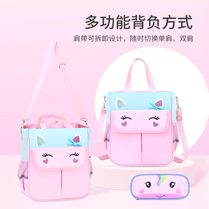 Wholesale Custom Cartoon Cute Unicorn Tote Bag Pencil Caselarge Capacity Waterproof Children&prime;s Backpacks Boys and Girls Backpack