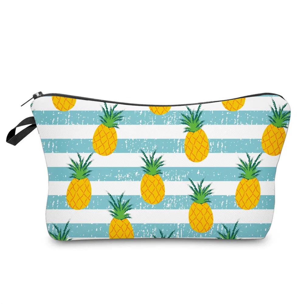 Wholesale Custom Pineapple Print Pencil Pouch Lady Cosmetic Bag with Logo