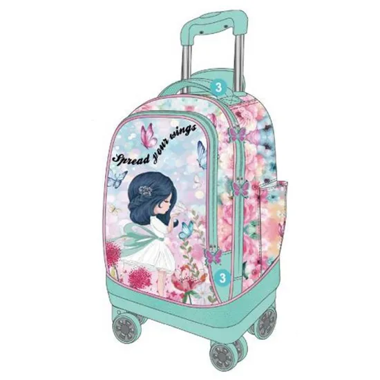 Custom Sublimation Softback Backpack Cartoon Buttery Girls Lightweight Trolley School Bag Backpack
