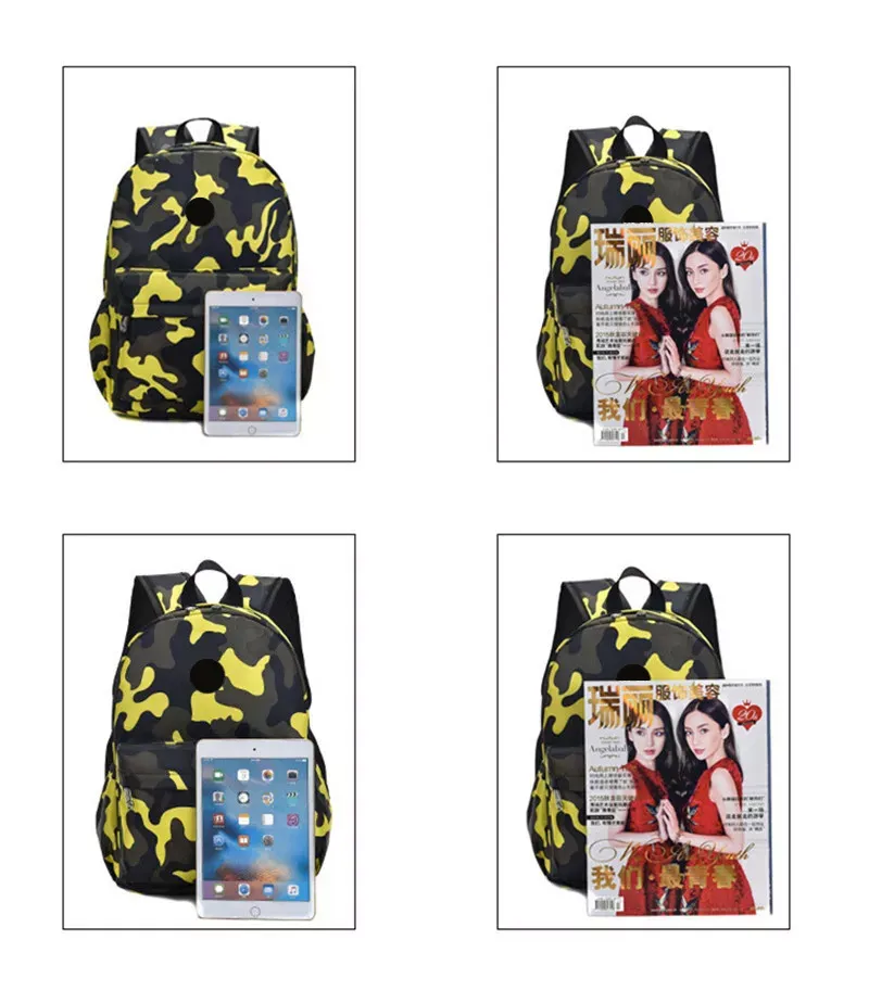 Camouflage All Over Print Backpacks School Bags Students Cute Printing Oxford Rucksack Mochilas Infantiles Bagpack
