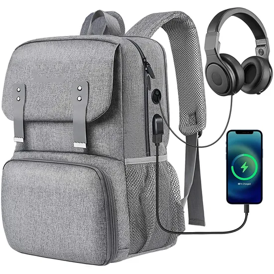 Manufacturer Water Resistant College Lunch Box Bag School Laptops Thermal Insulated Cooler Backpack with USB Charging Port
