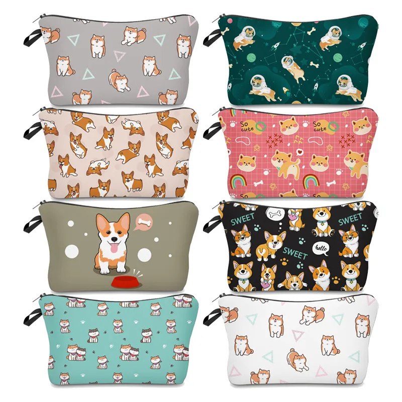 2023 New Customized Cartoon Cute Dog Pencil Pouch Lady Cosmetic Makeup Bag