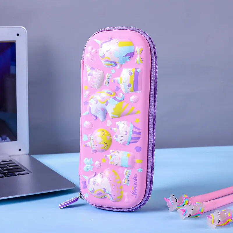 3D Embossed Pencil Case for Kids Pen Pouch for Kids Zipper Closure Crayon Organizer Box
